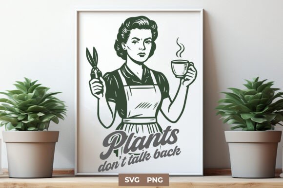 Funny Garden Lady SVG PNG Retro Design Review