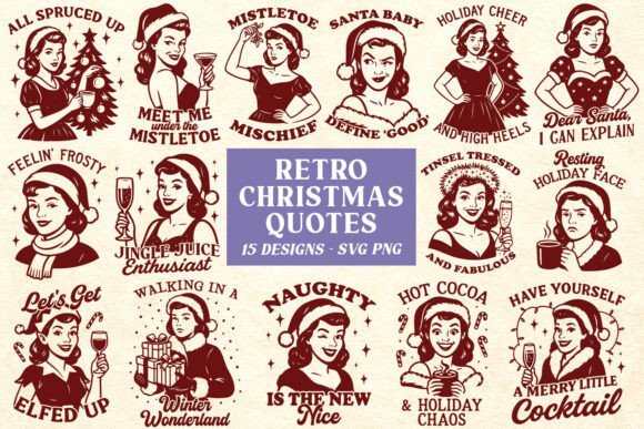 Retro Christmas Quotes SVG PNG Bundle Review
