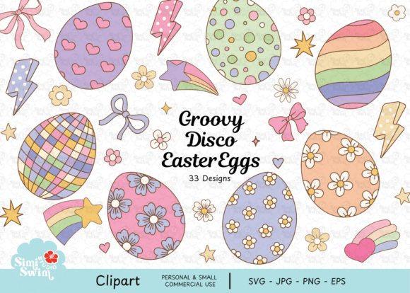 Retro Easter Egg SVG Bundle Groovy 70s