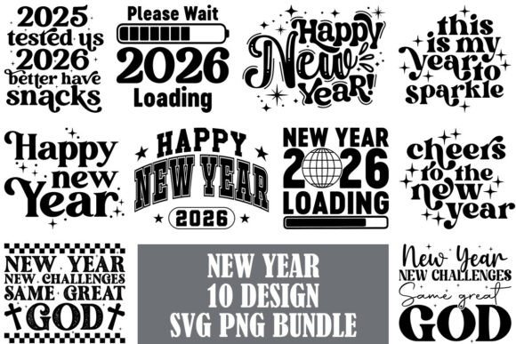 Retro New Year SVG PNG Design Bundle Review