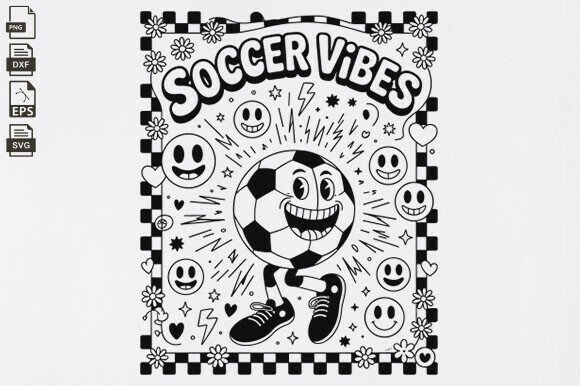 Retro Soccer Vibes Svg, Smile Face SVG