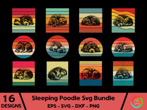 Vintage Retro Sleeping Poodle Svg Bundle